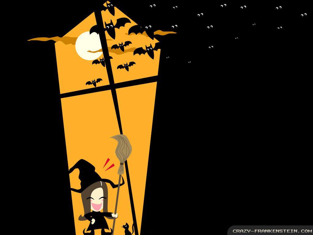 1024x768 Cute Witch Halloween Wallpaper