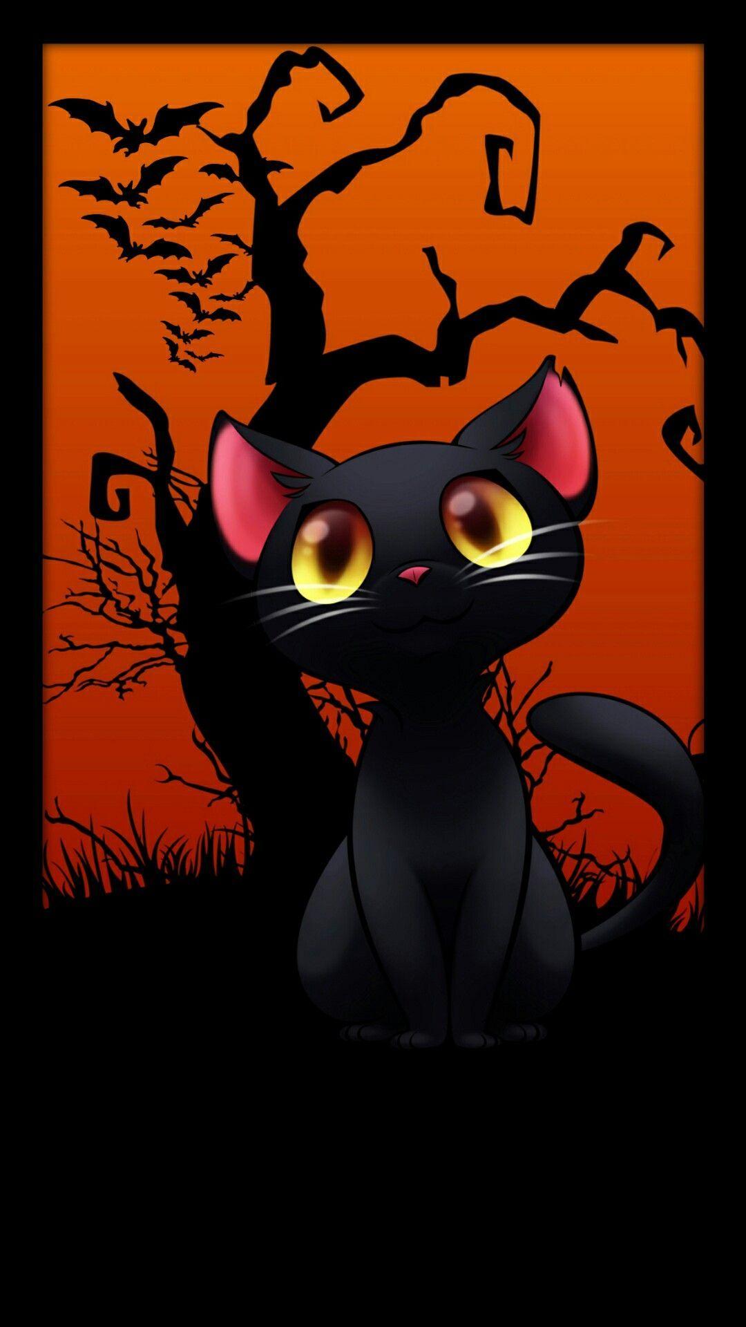 1080x1920 Halloween Black Cat Wallpaper (image in Collection)