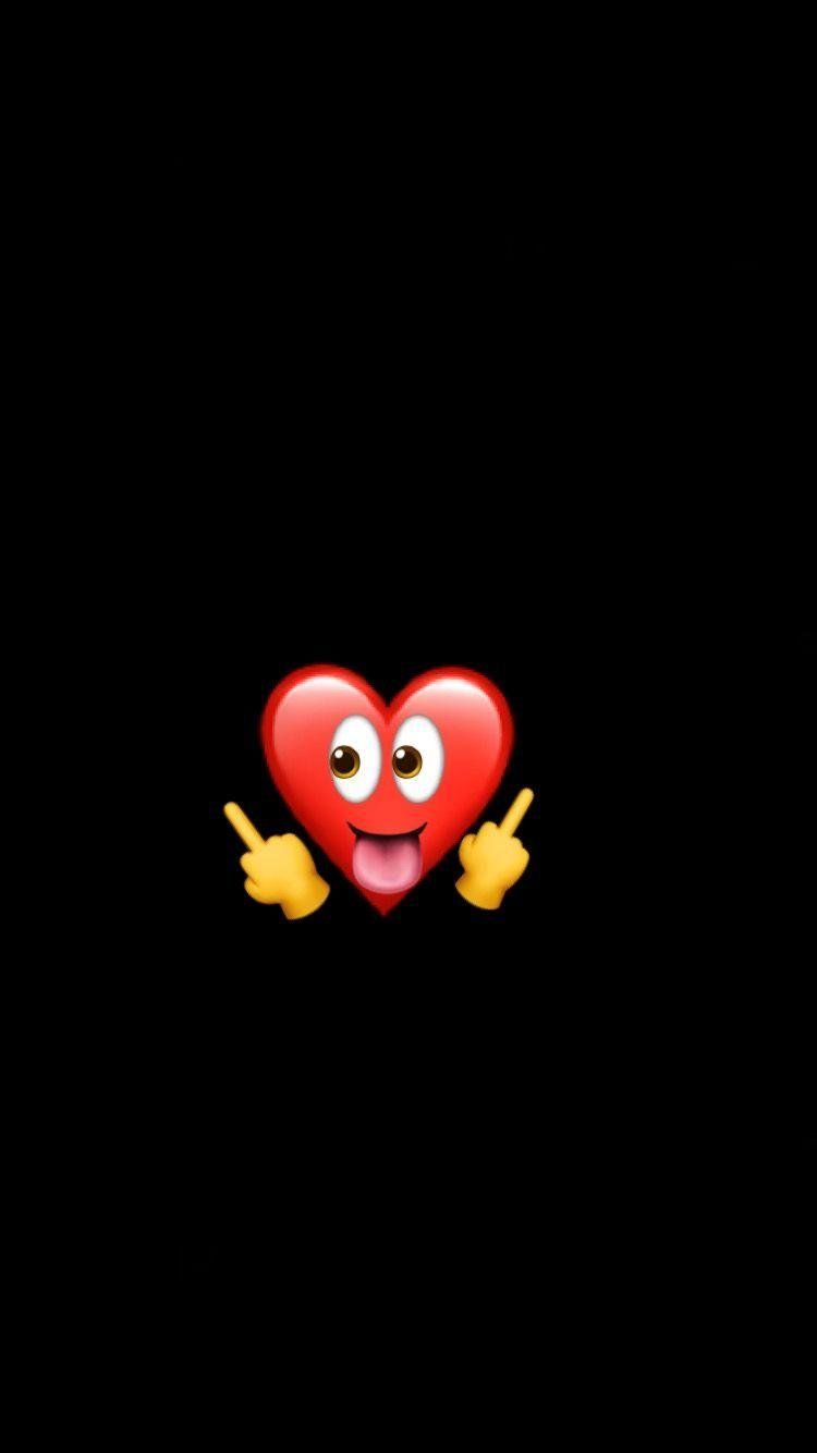 750x1334 Cool red heart emoji Wallpaper Download