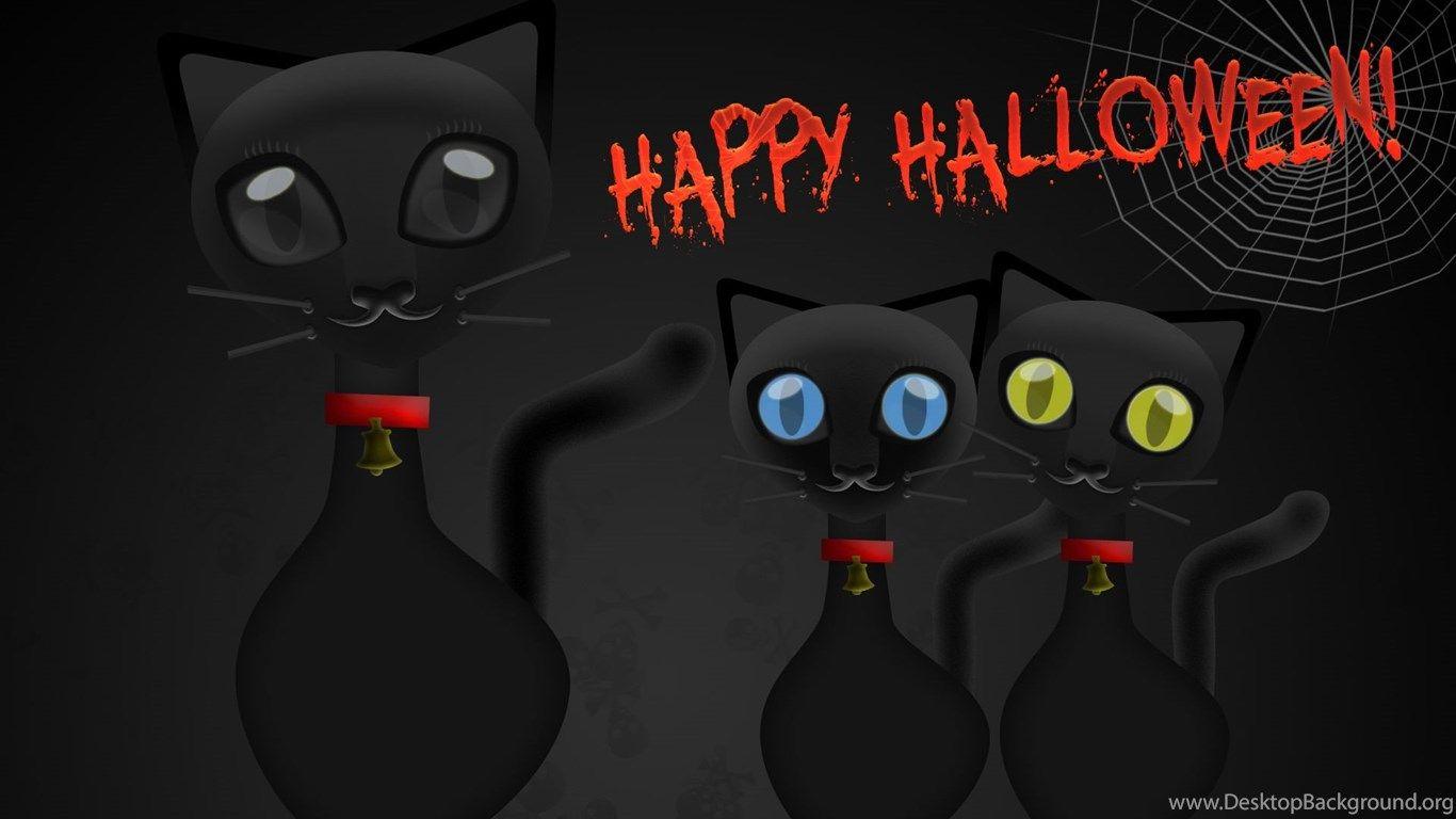 1366x768 Halloween Black Cat Wallpaper And PSD « Tick Tock Computers