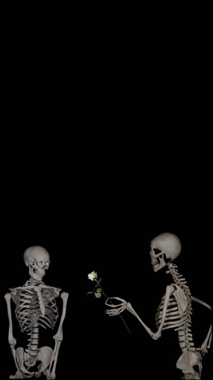 720x1280 Download Cute Skeleton Lovers Wallpaper