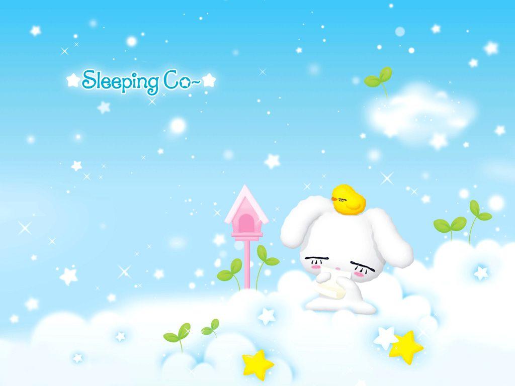 1024x768 Free download Sleeping Co Wallpaper Kawaii Bunny Background Kawaii