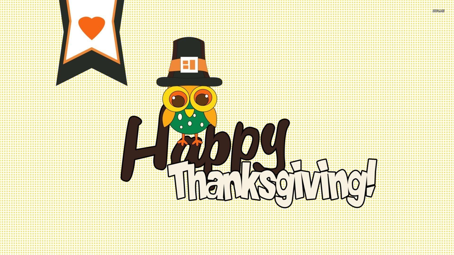 1920x1080 Cute Owl Wishing You Happy Thanksgiving Wallpaper Holiday