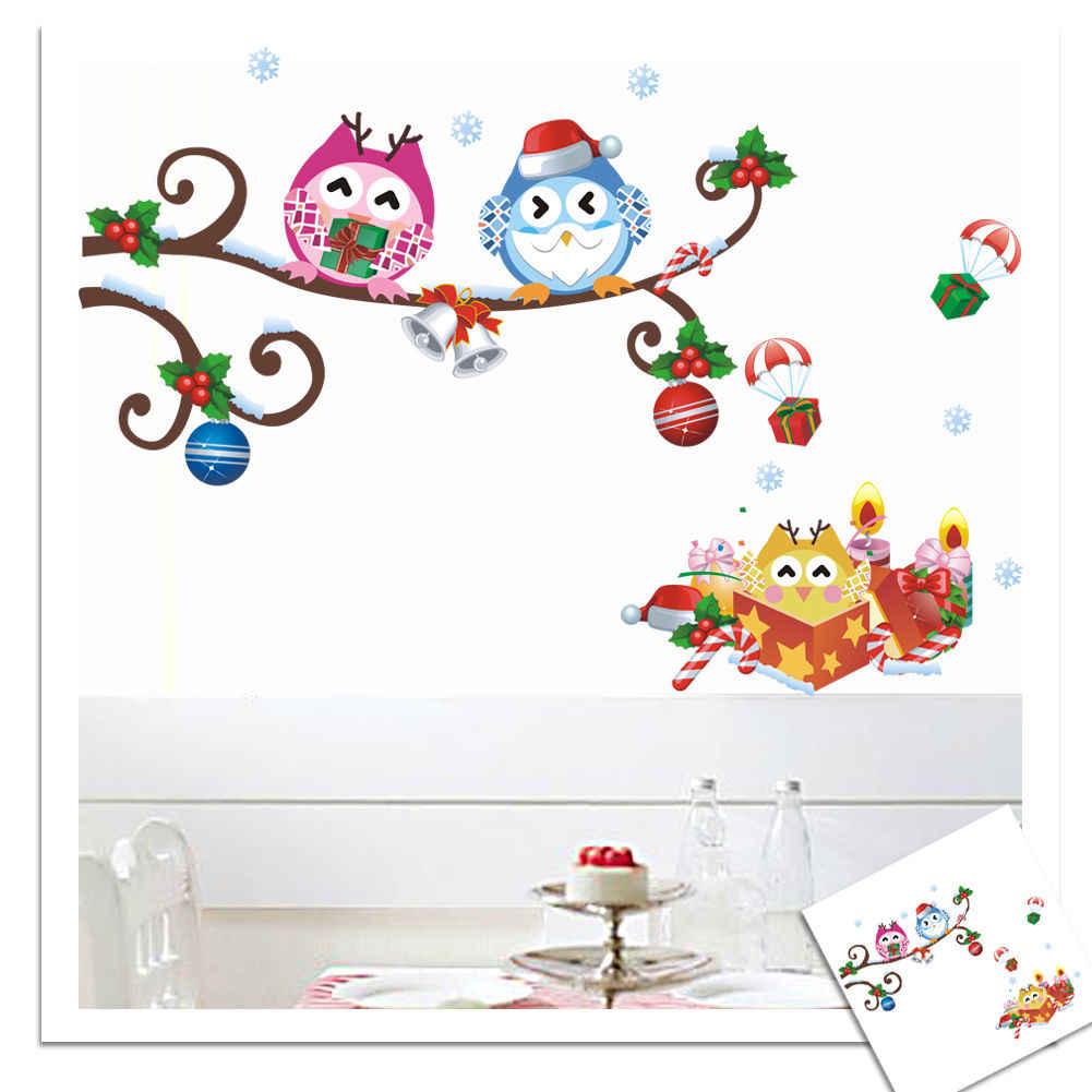 1001x1001 Colourful Christmas Tree Owls Xmas Windows Glass cabinet
