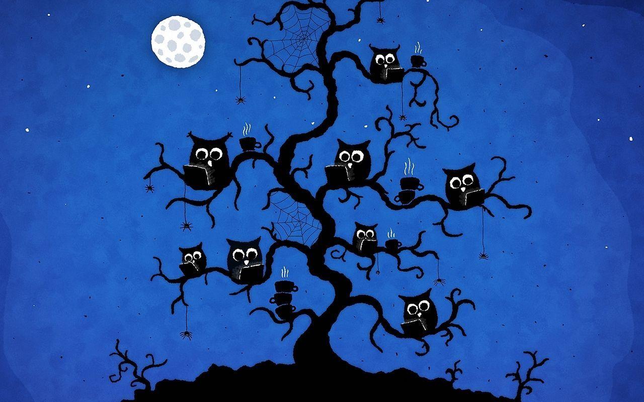 1280x800 Cartoon Owl Desktop Wallpaper, 120.53 Kb