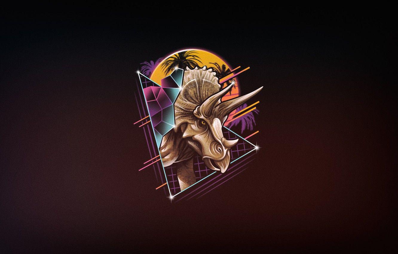 1332x850 Wallpaper Minimalism, Figure, Dinosaur, Art, 80s, Neon