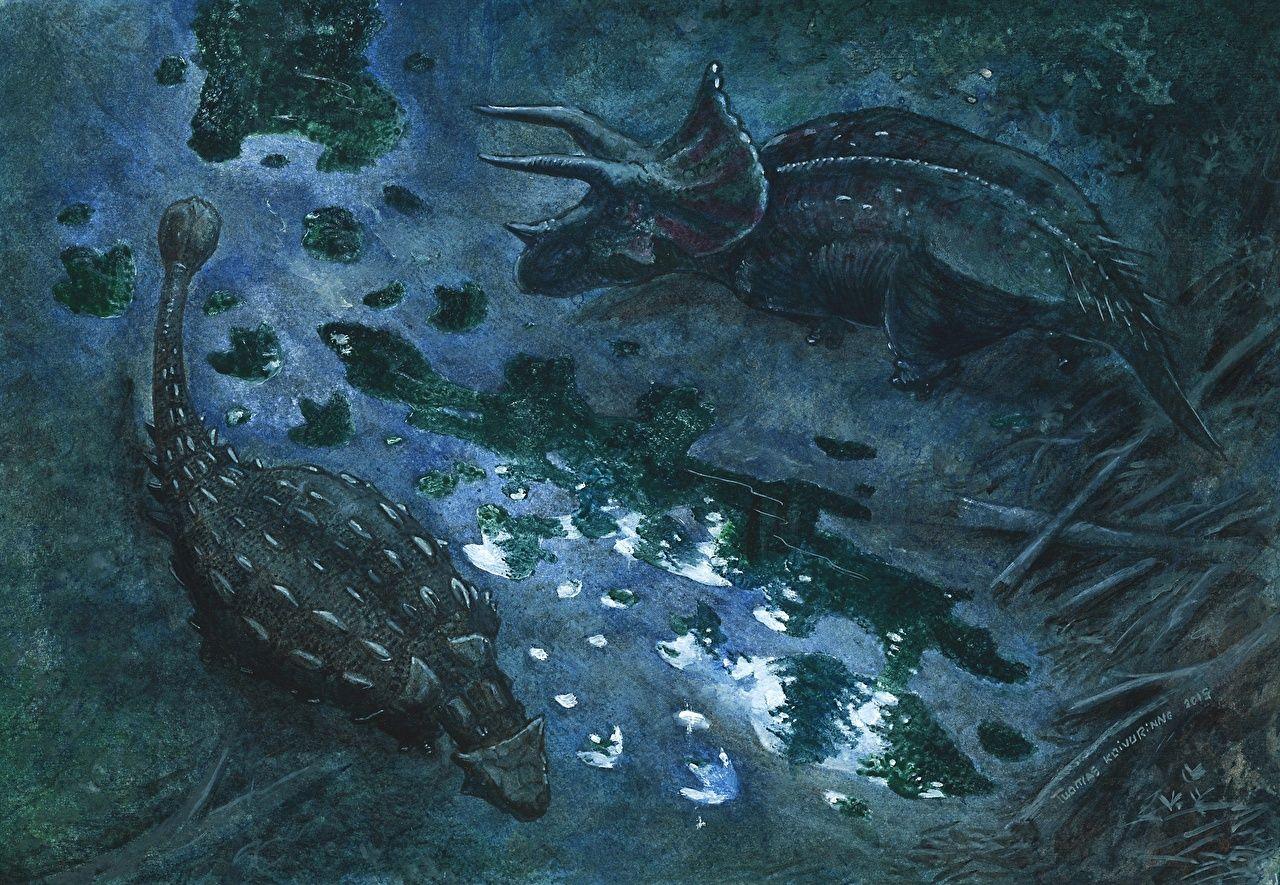 1280x885 Wallpaper Tuomas Koivurinne Triceratops Dinosaurs Pictorial art