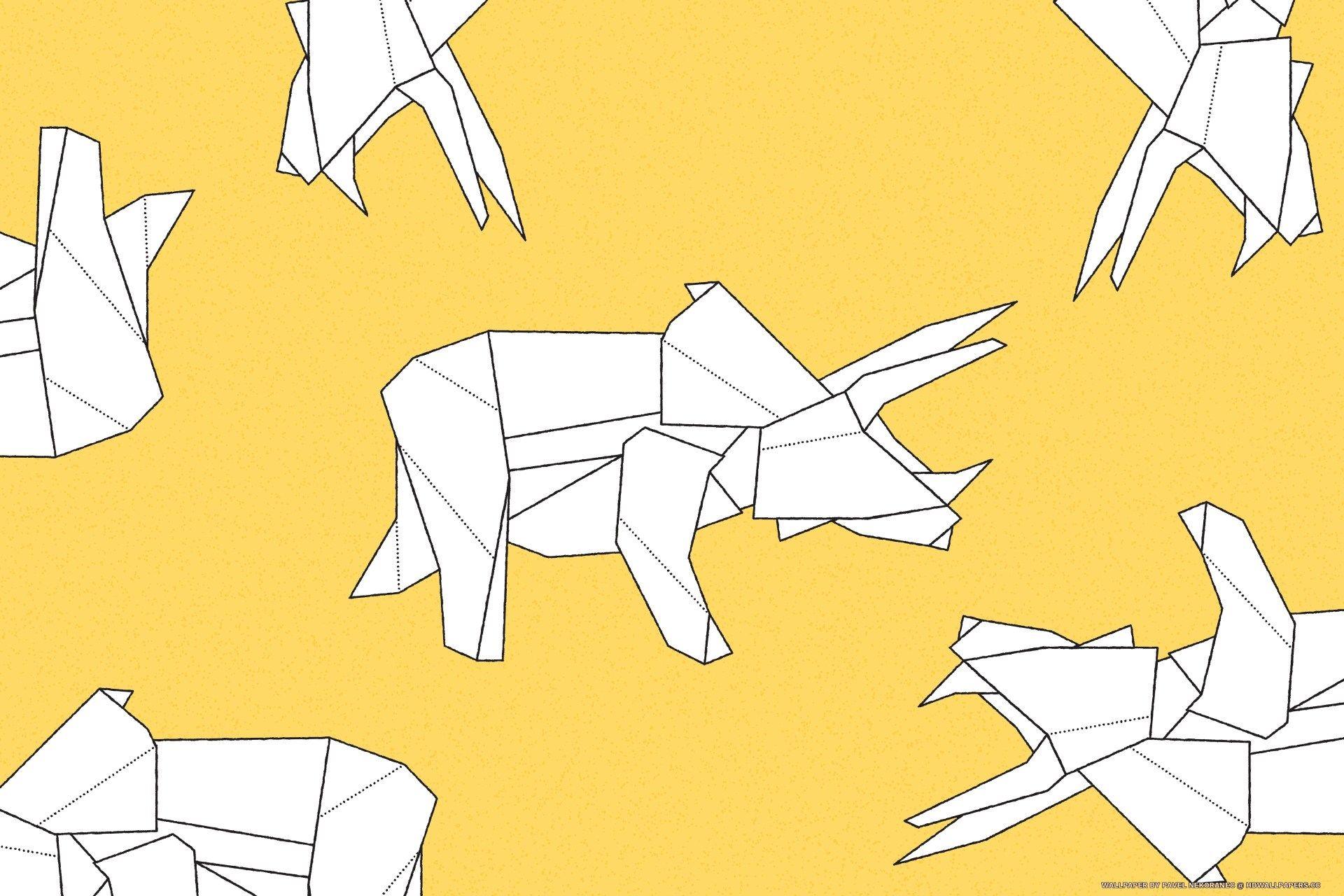 1920x1280 Origami Triceratops