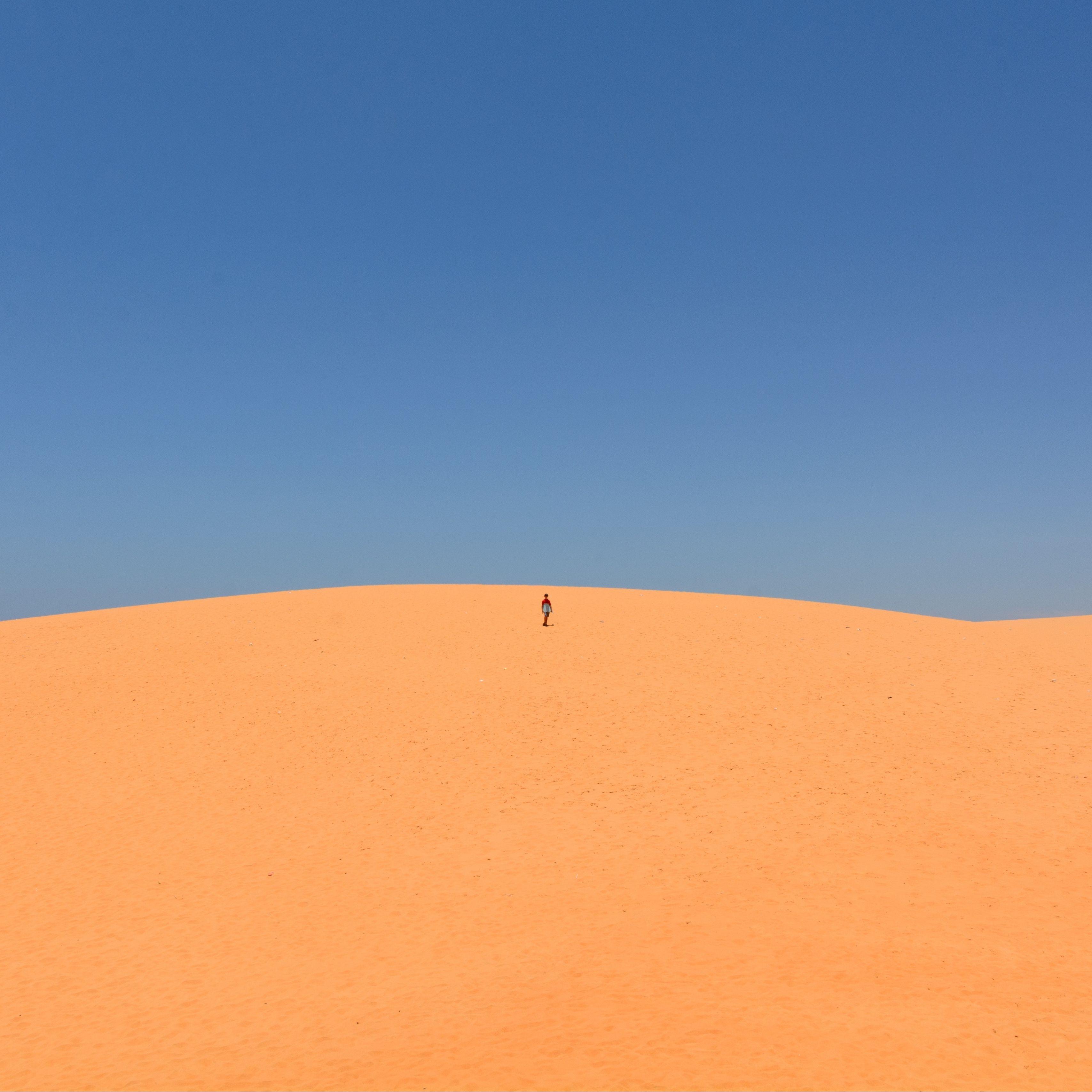 3415x3415 Download wallpaper 3415x3415 desert, sand, man, hill, sky