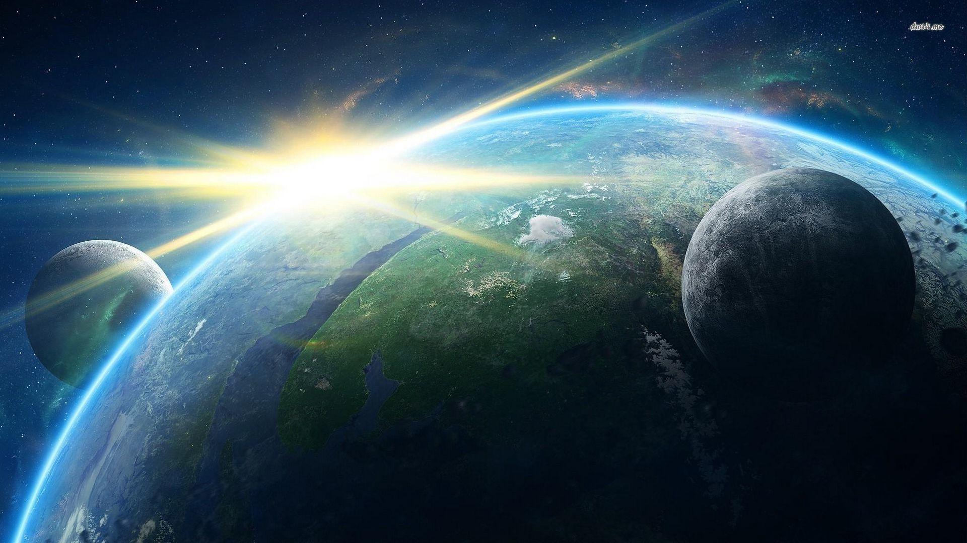 1920x1080 Sunrise behind Earth wallpaper wallpaper