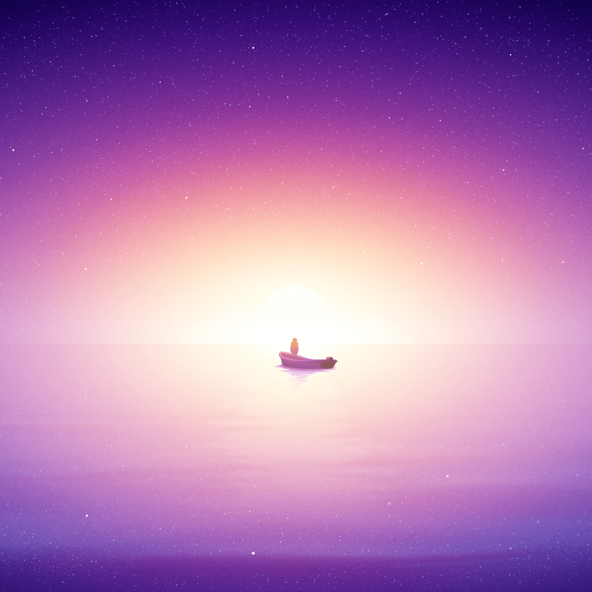 2048x2048 Wallpaper Alone, Sunrise, Bright, Purple, Sea, HD, Creative