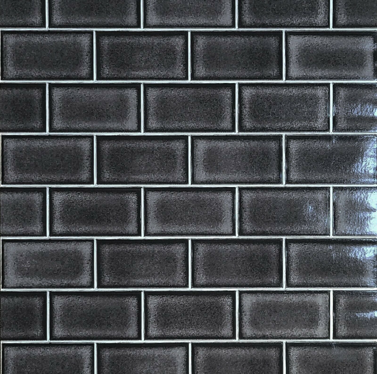 1600x1586 white gloss faux subway tile Wallpaper