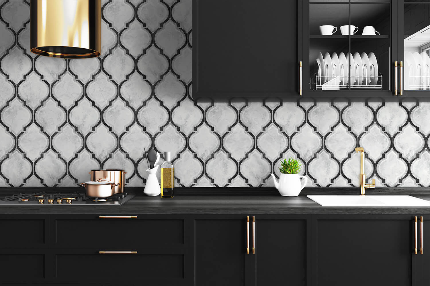1500x1000 NextWall Marbled Ogee Peel and Stick Wallpaper