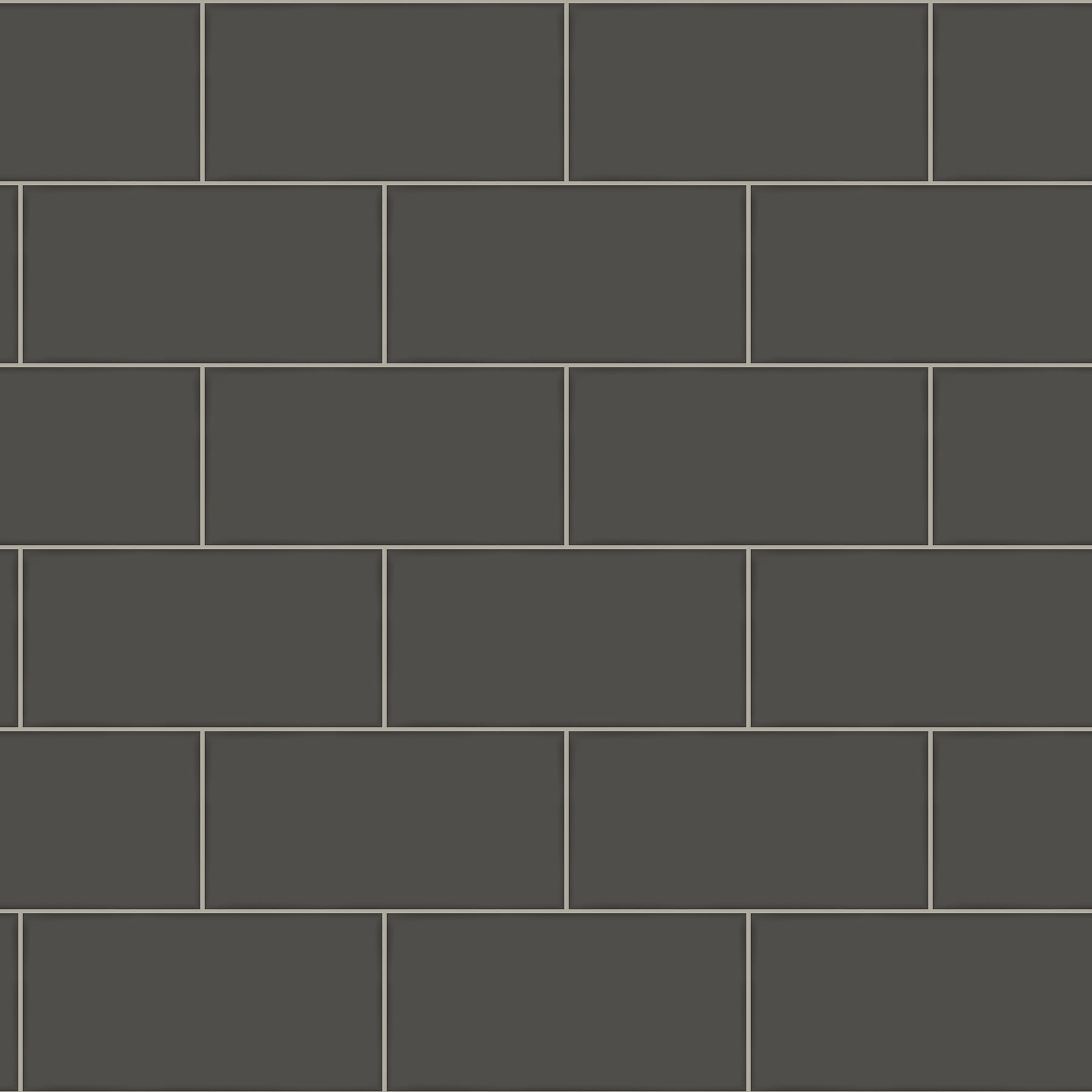 1800x1800 Chesapeake 3115 12494 Freedom Subway Tile Wallpaper, Black