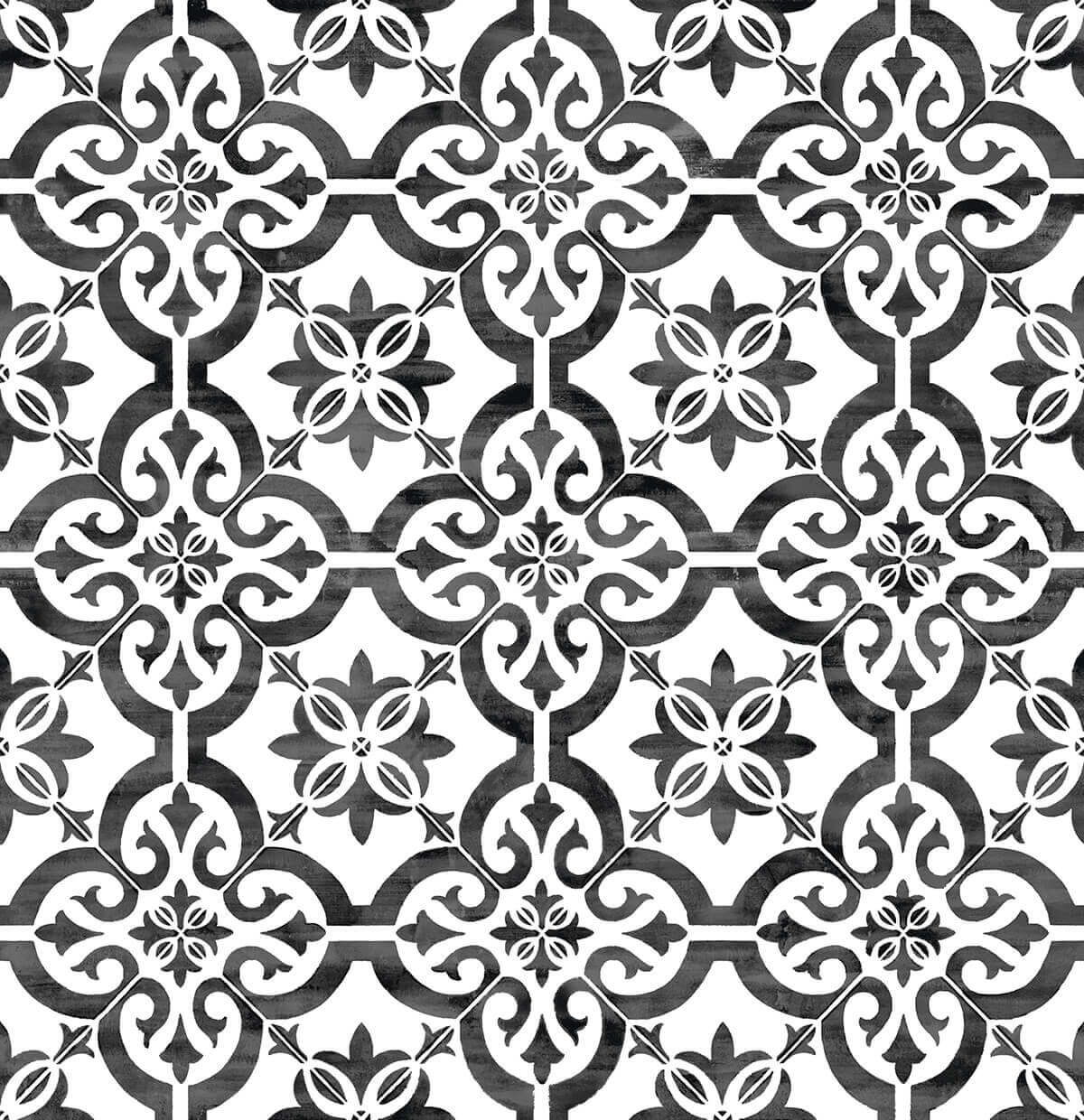 1200x1240 Lillian August Luxe Haven Porto Tile Peel and Stick Wallpaper (Onyx)