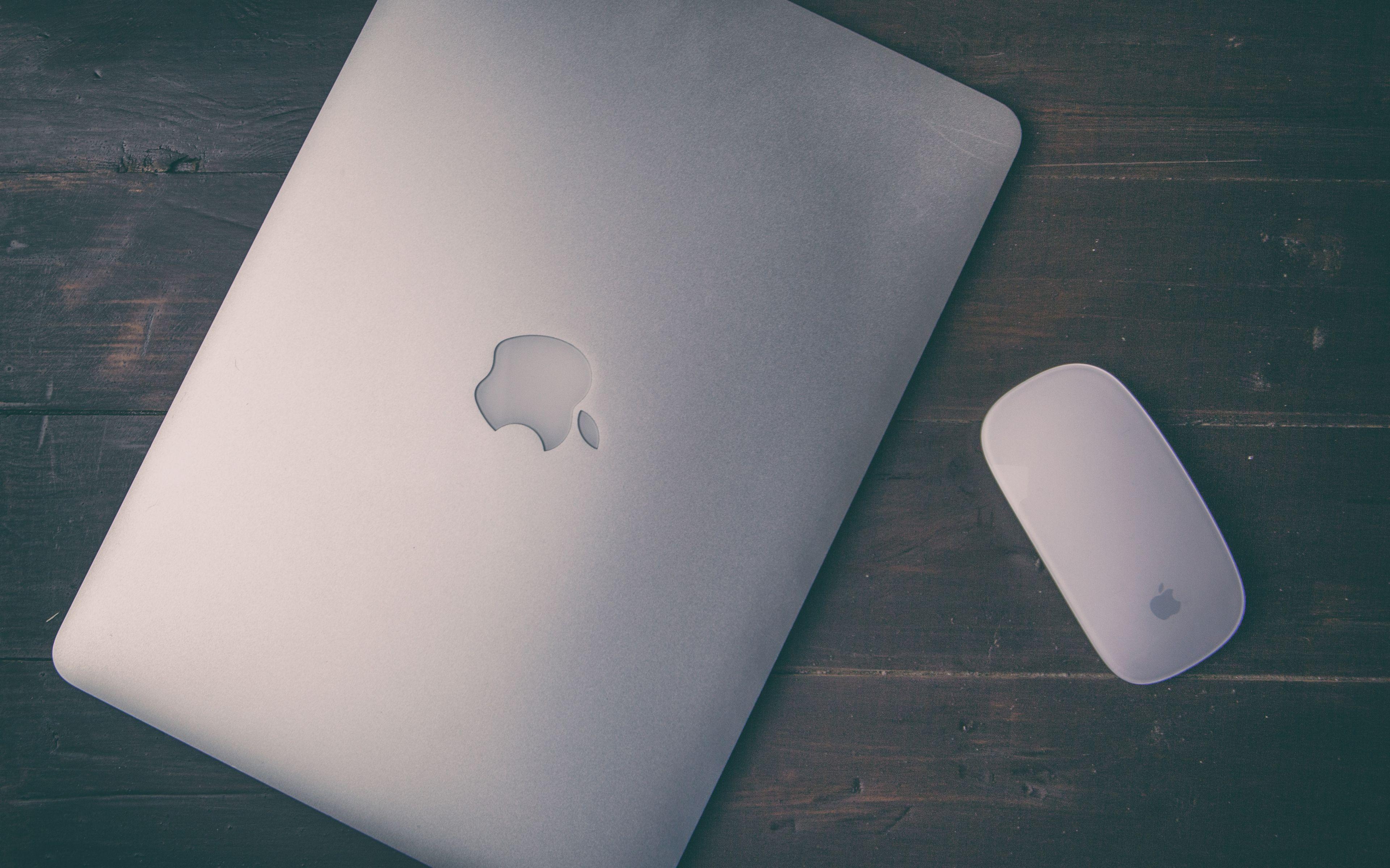3840x2400 Apple MacBook Air Silver Mouse Laptop HD Background Wallpaper