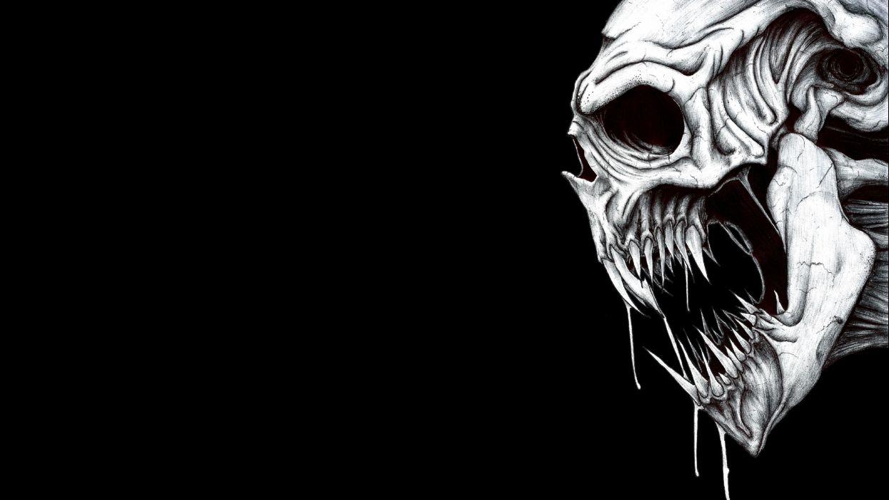 1245x700 Dark skull evil horror skulls art artwork skeleton d