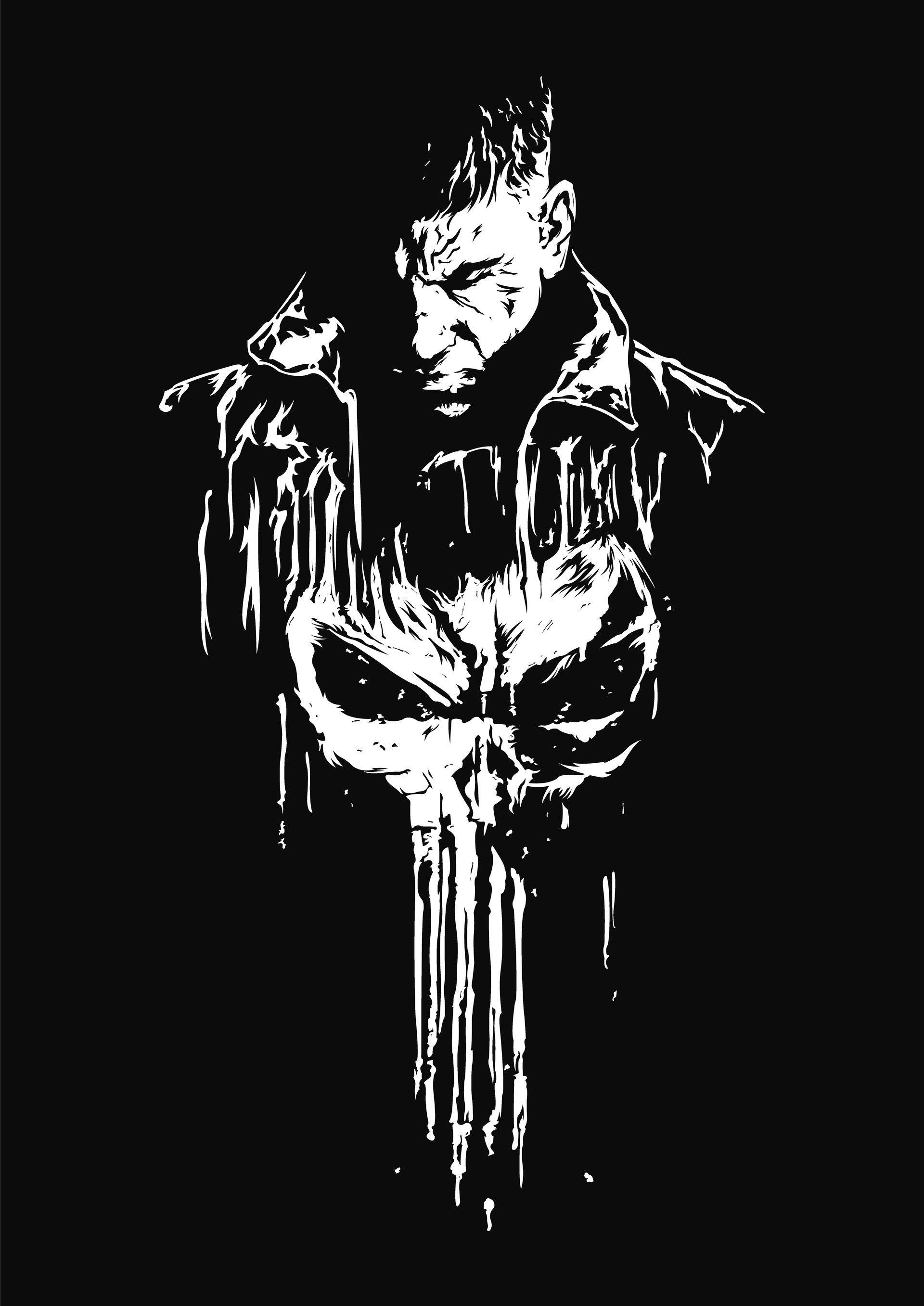 1920x2714 The Punisher Amazing B&W Illustration