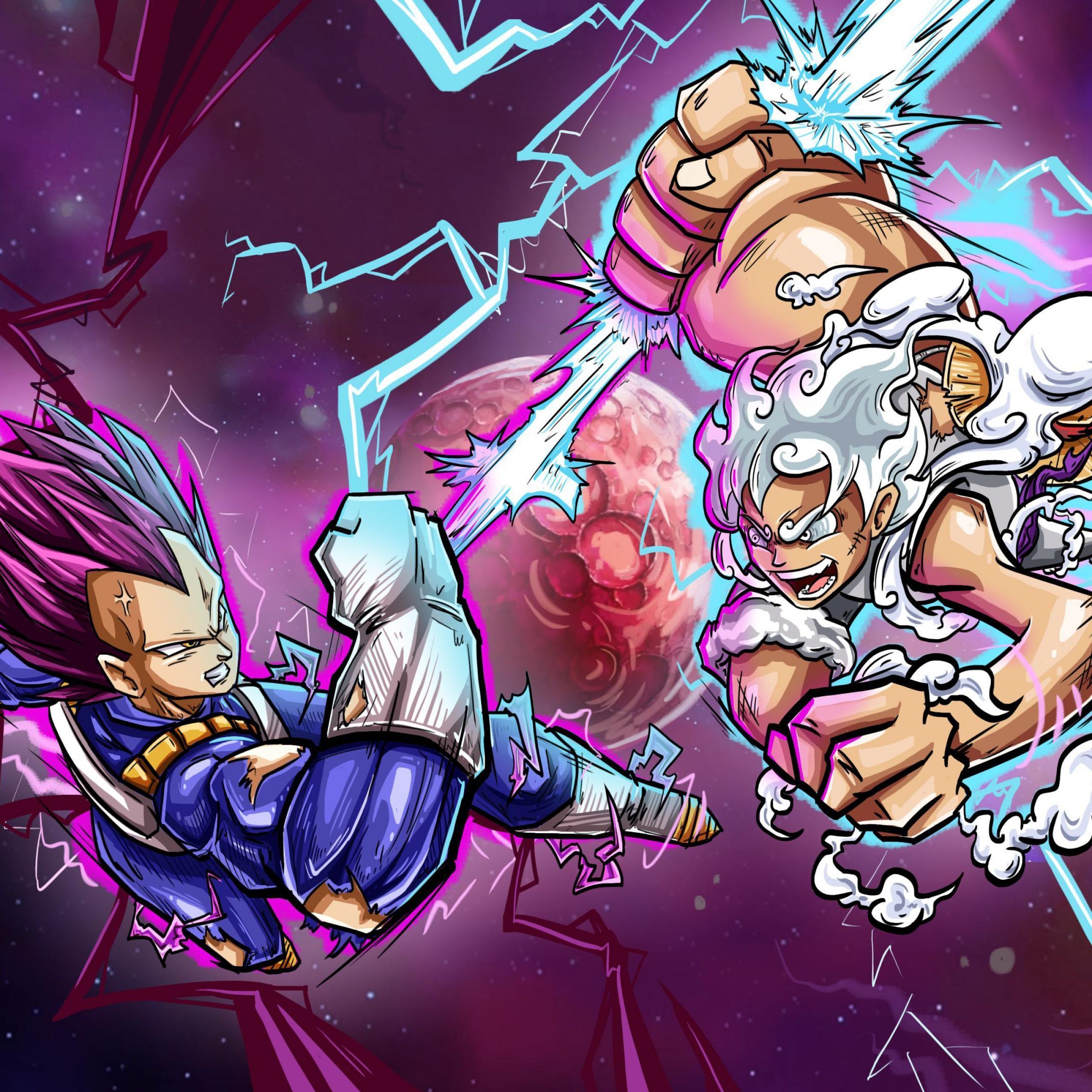 2560x2560 Vegeta Ultra Ego vs Luffy Gear 5 4K