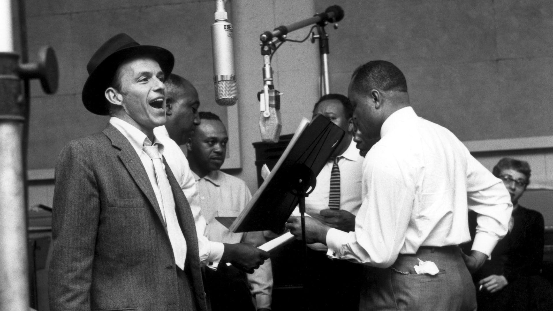 1920x1080 Download wallpaper 1920x1080 frank sinatra, mouth, hat, tie