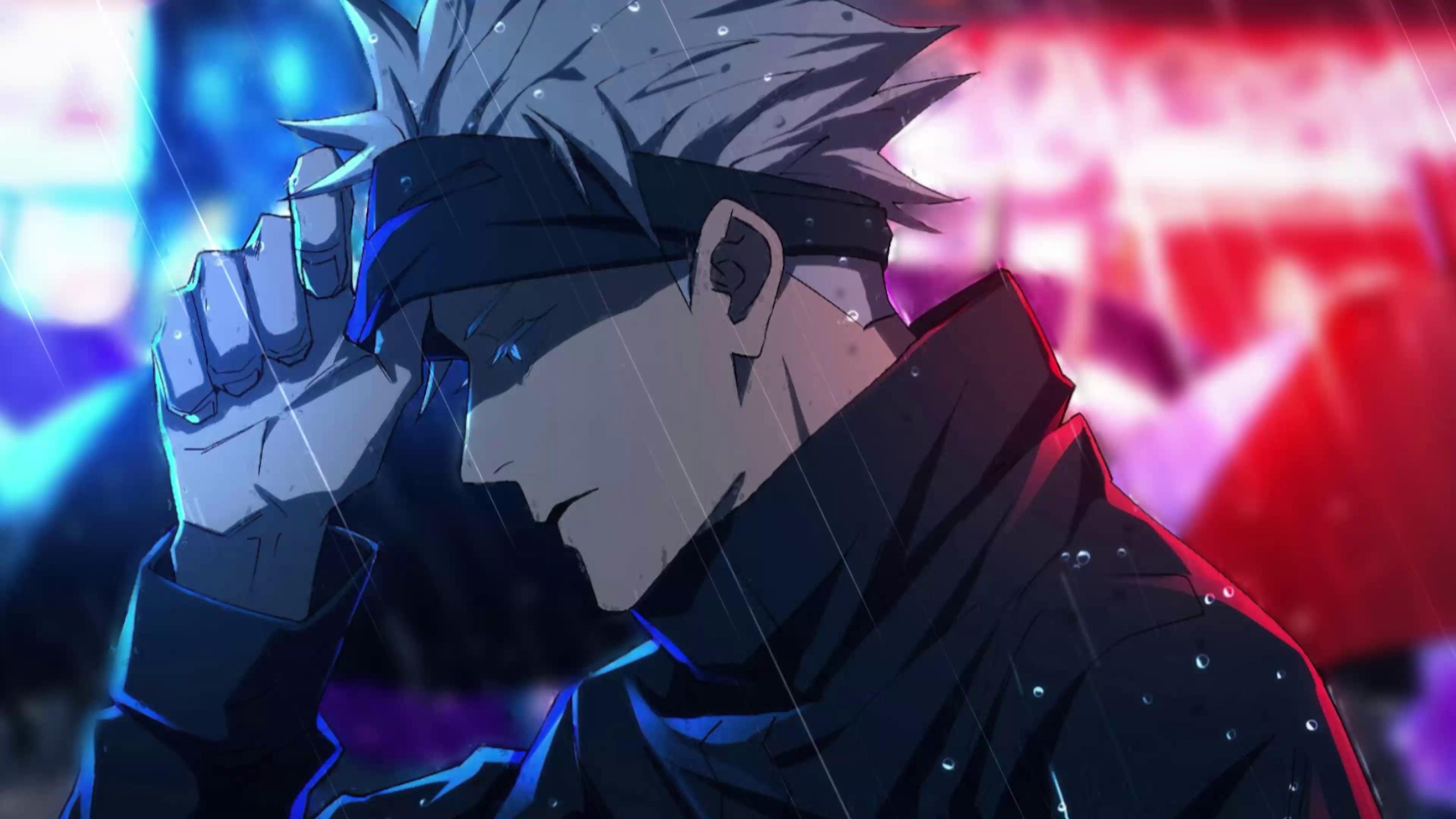 3840x2160 Satoru Gojo Under The Rain Live Wallpaper