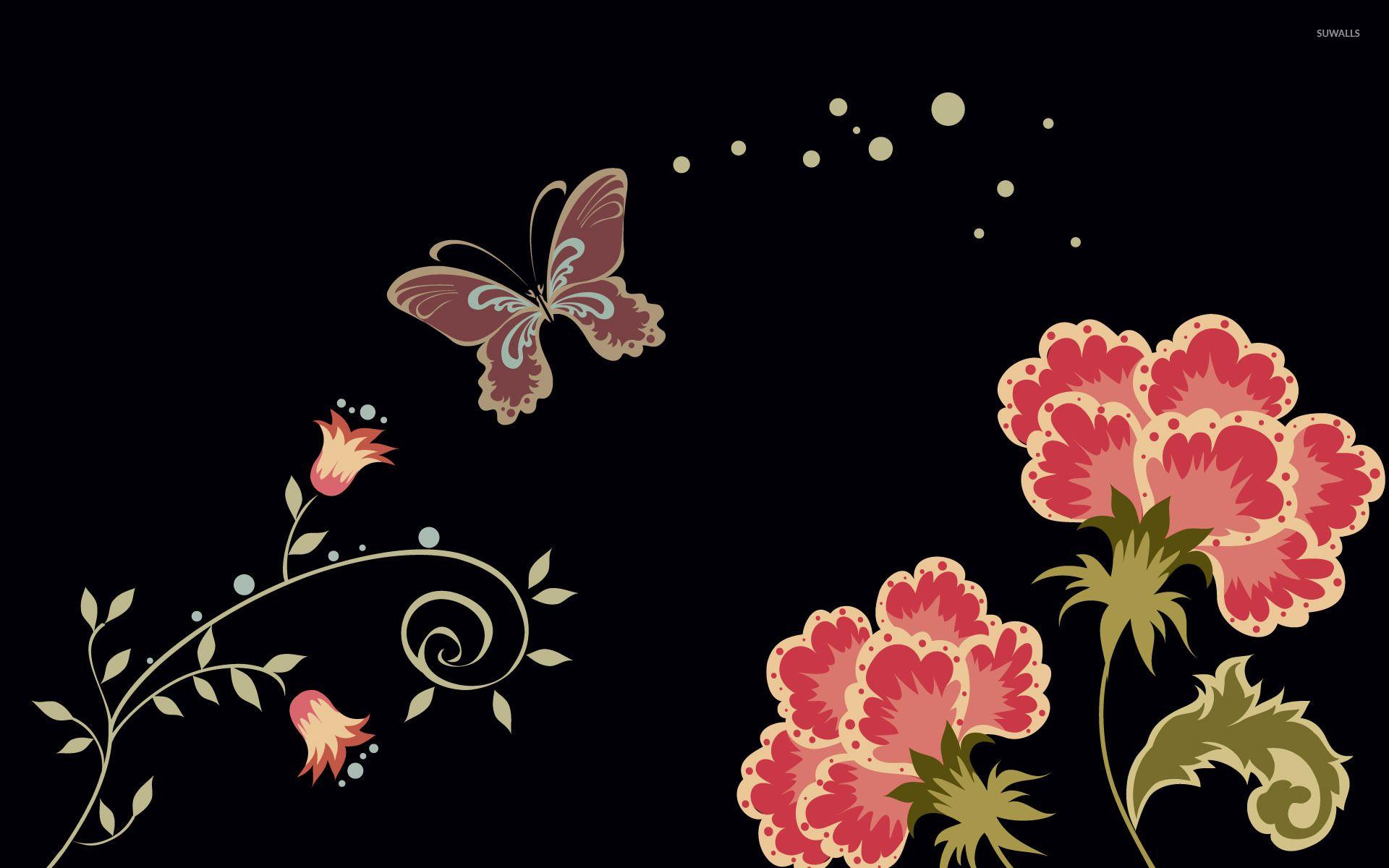 1920x1200 Flowers and butterfly wallpaper wallpaper