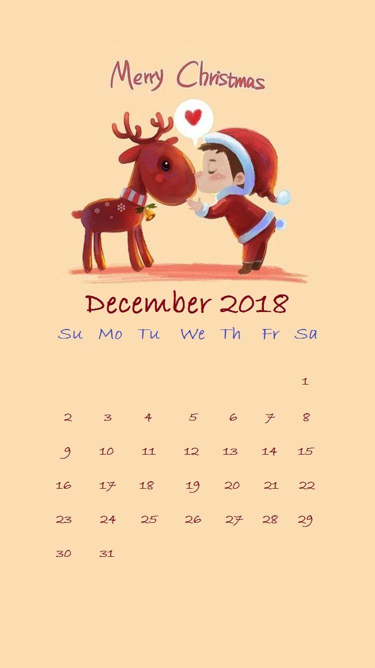 750x1334 December 2018 iPhone Calendar Wallpaper