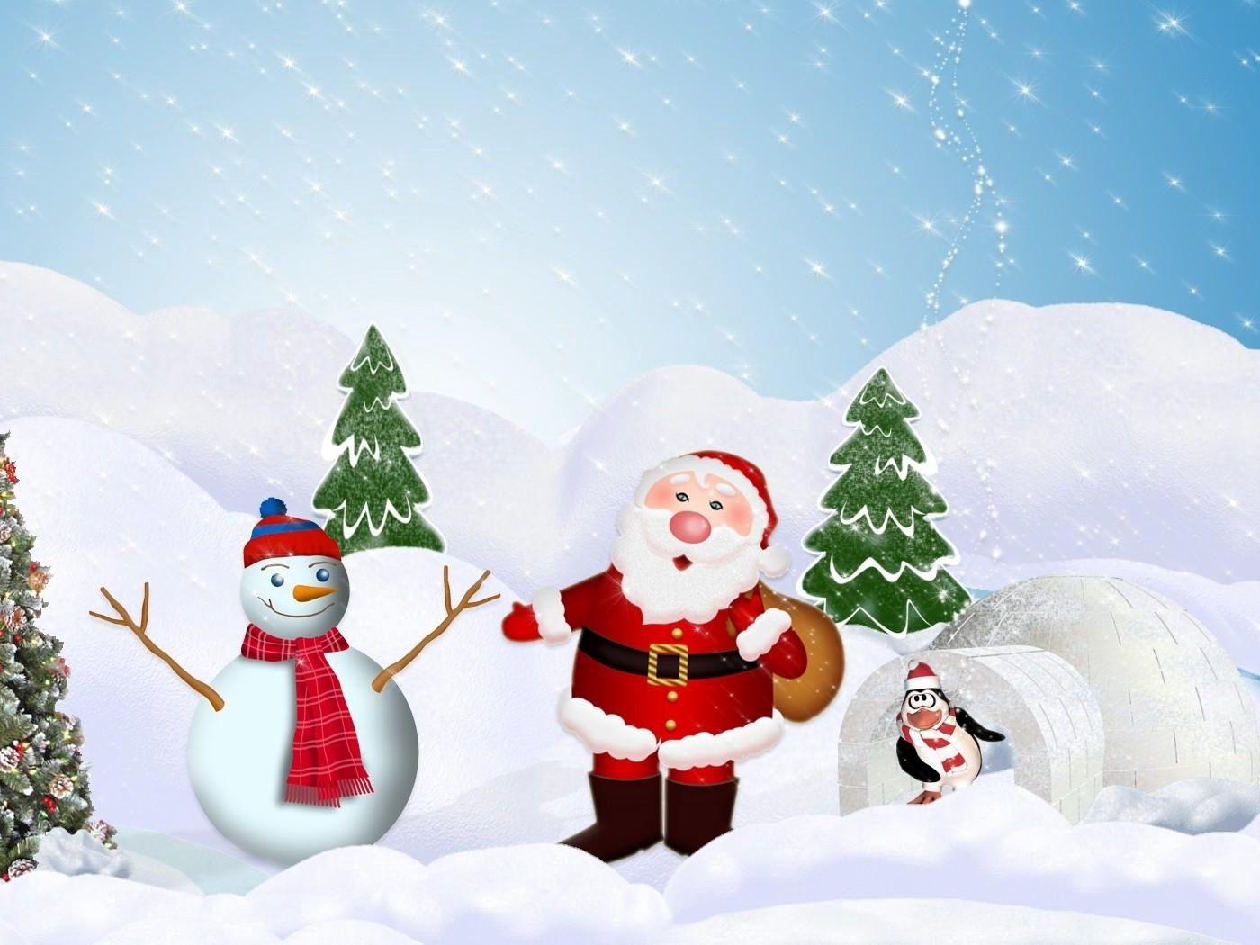 1400x1050 Download wallpaper 1400x1050 tree, santa claus, snowman