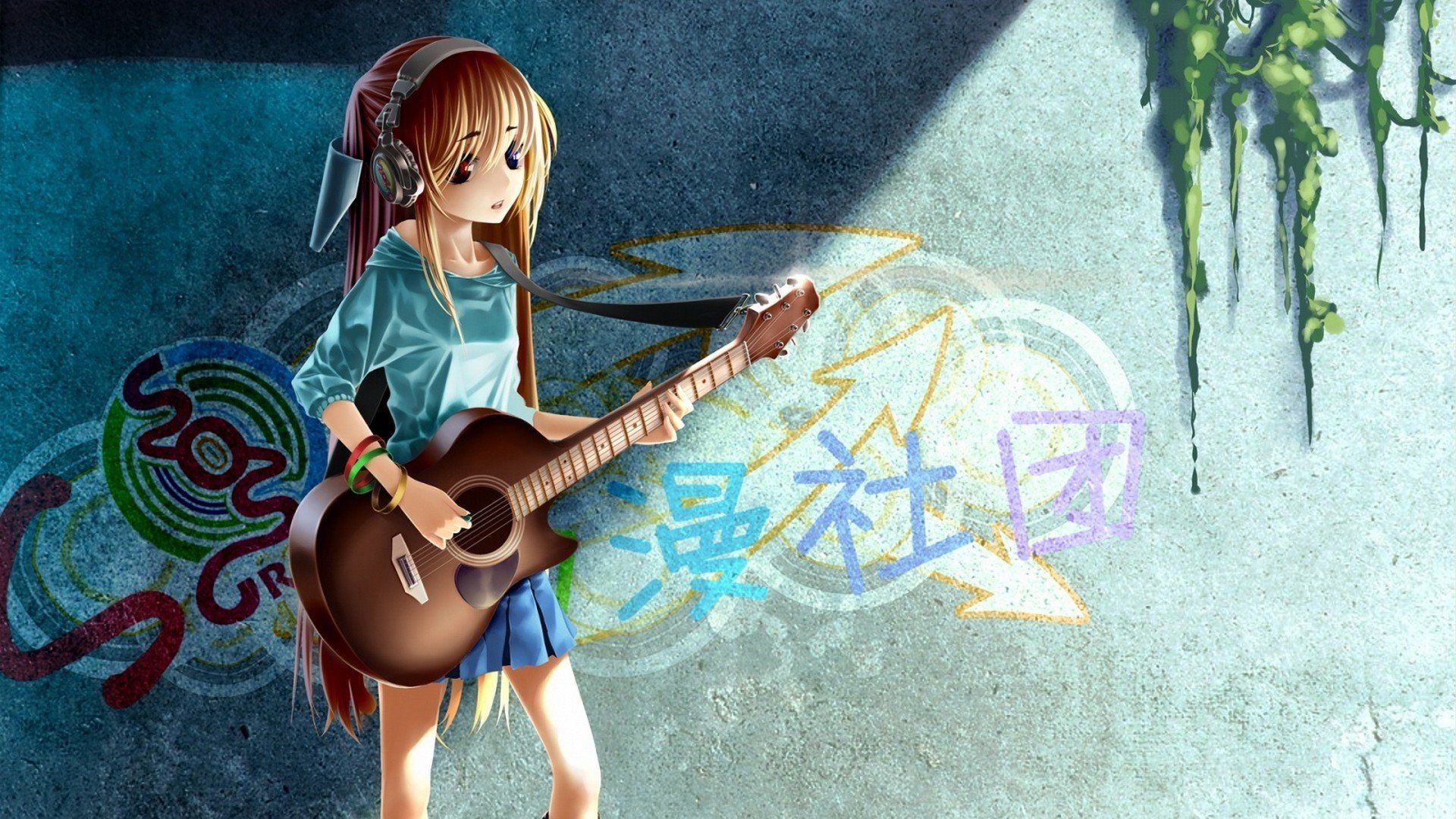 1920x1080 Anime Girl Guitar Wallpaper