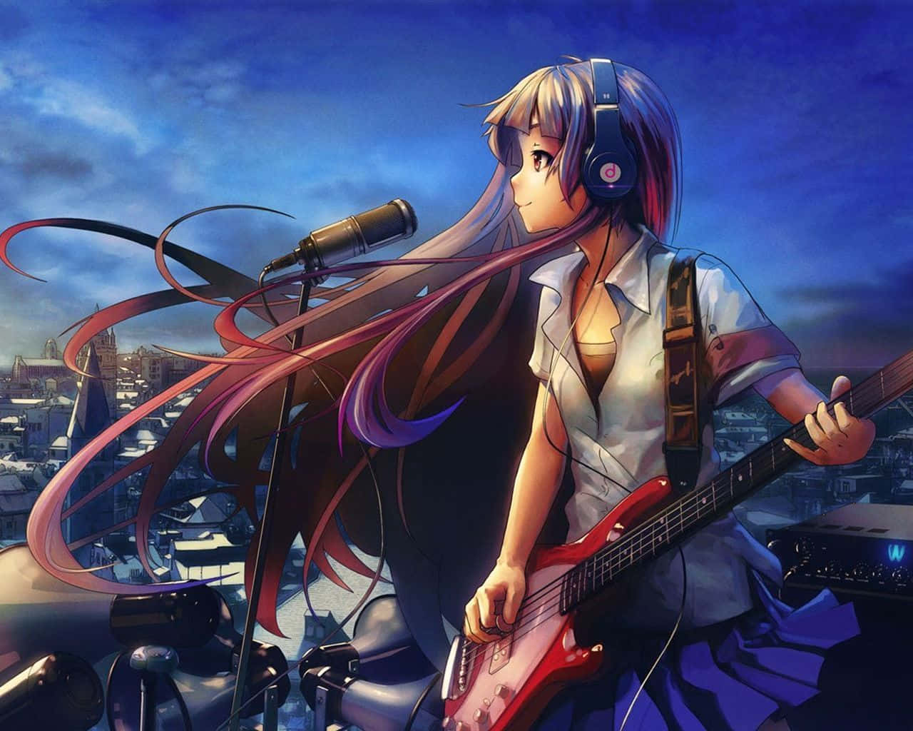 1280x1024 Download Girl Guitar Music Anime Design