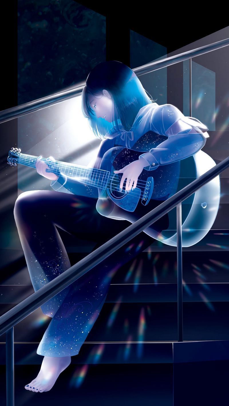 800x1420 wallpaper 800x1420 girl, guitar, music