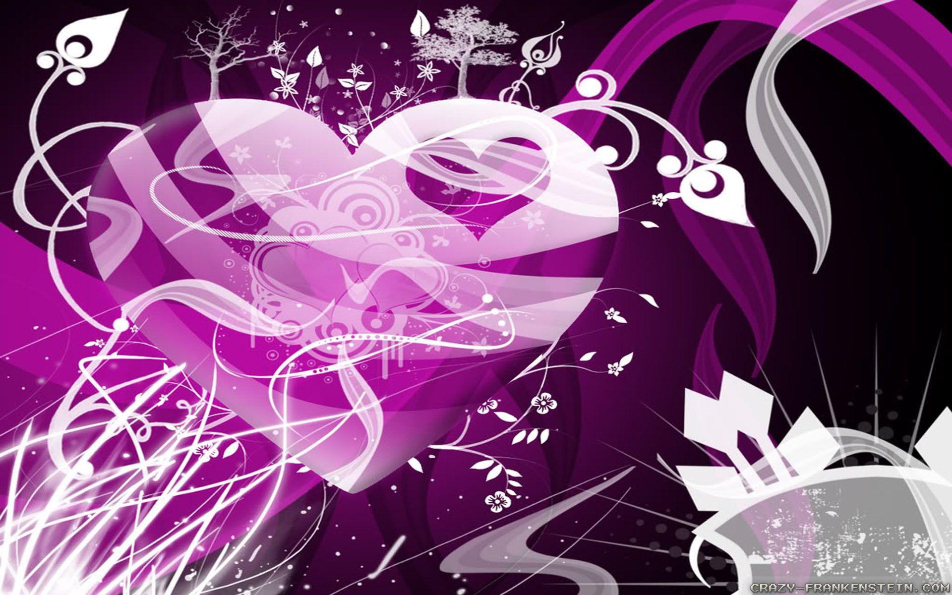 1920x1200 Purple Hearts Wallpaper