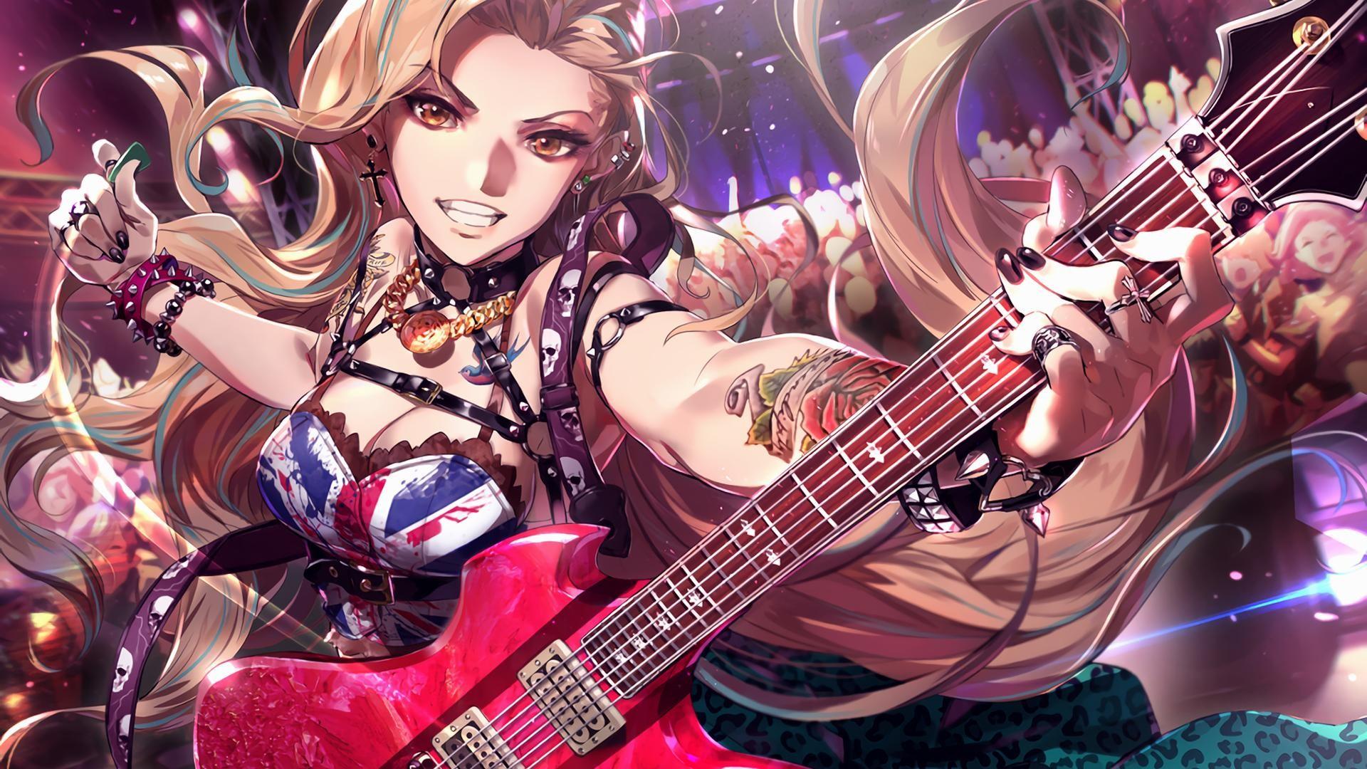 1920x1080 Anime Girl Guitar Wallpaper