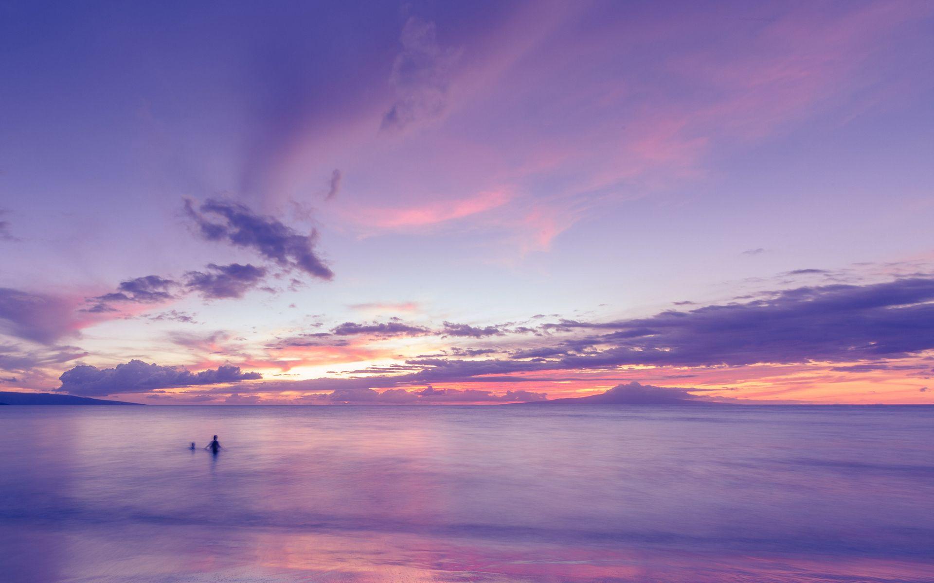 HD desktop wallpaper Sunset Beach Ocean Earth Purple Cloud download  free picture 738365
