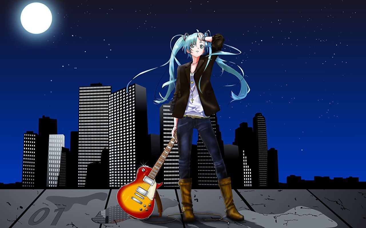 1280x800 Picture Vocaloid Guitar Anime young woman