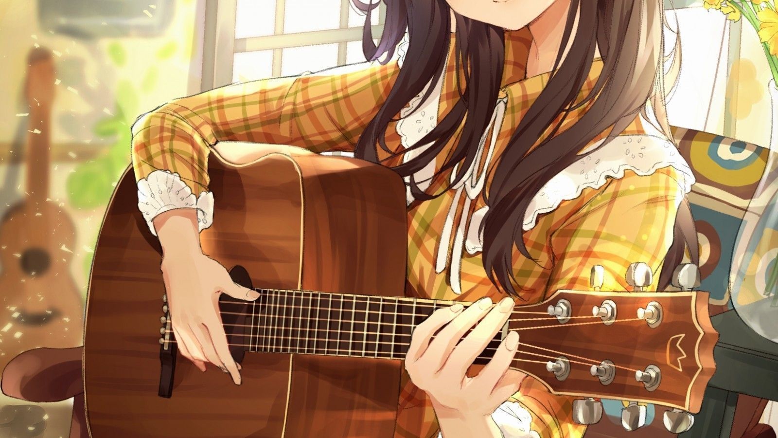 1600x900 Guitar Girl Anime Wallpaper