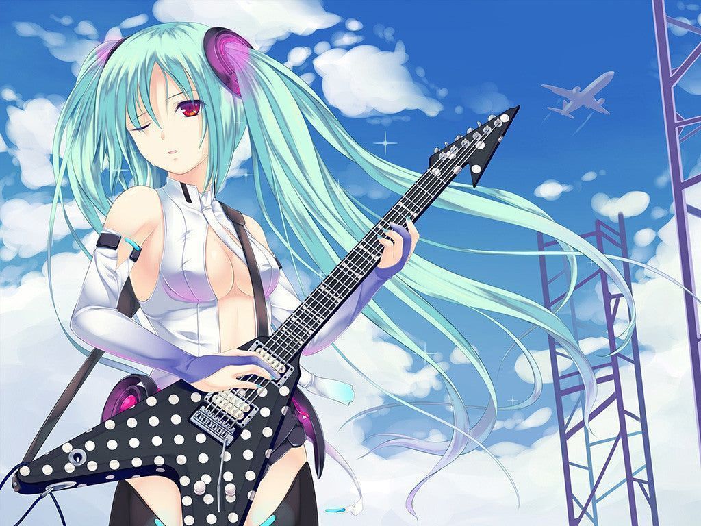 1024x768 Vocaloid Guitar Hot Anime Girl Poster