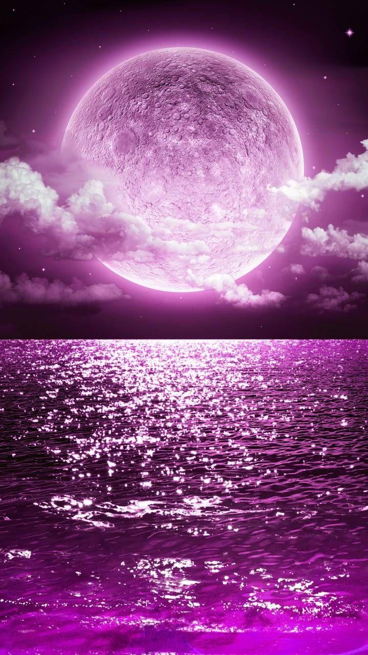Aesthetic Purple Moon Wallpaper