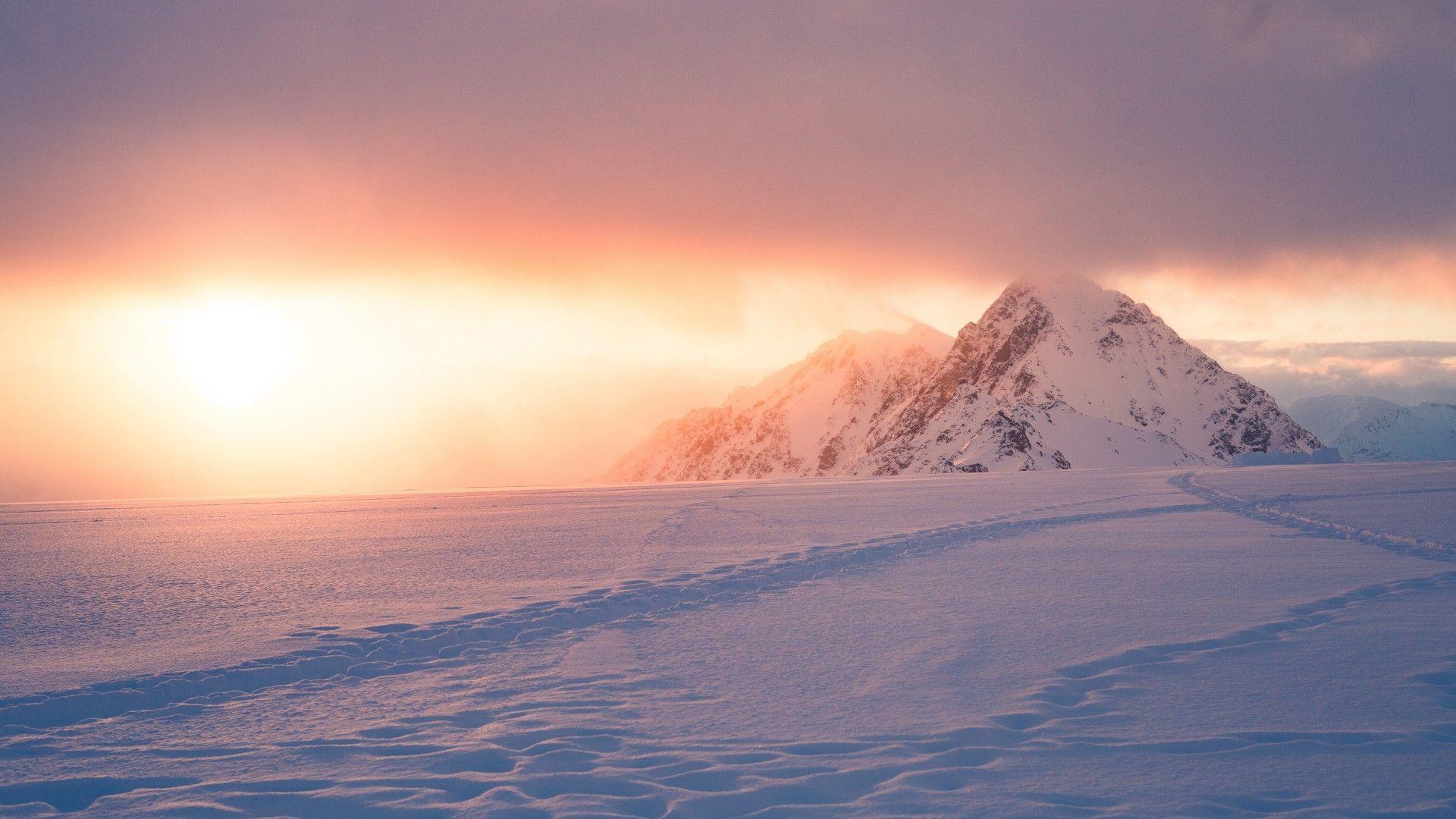 1920x1080 Snowy Winter Sunrise Wallpaper