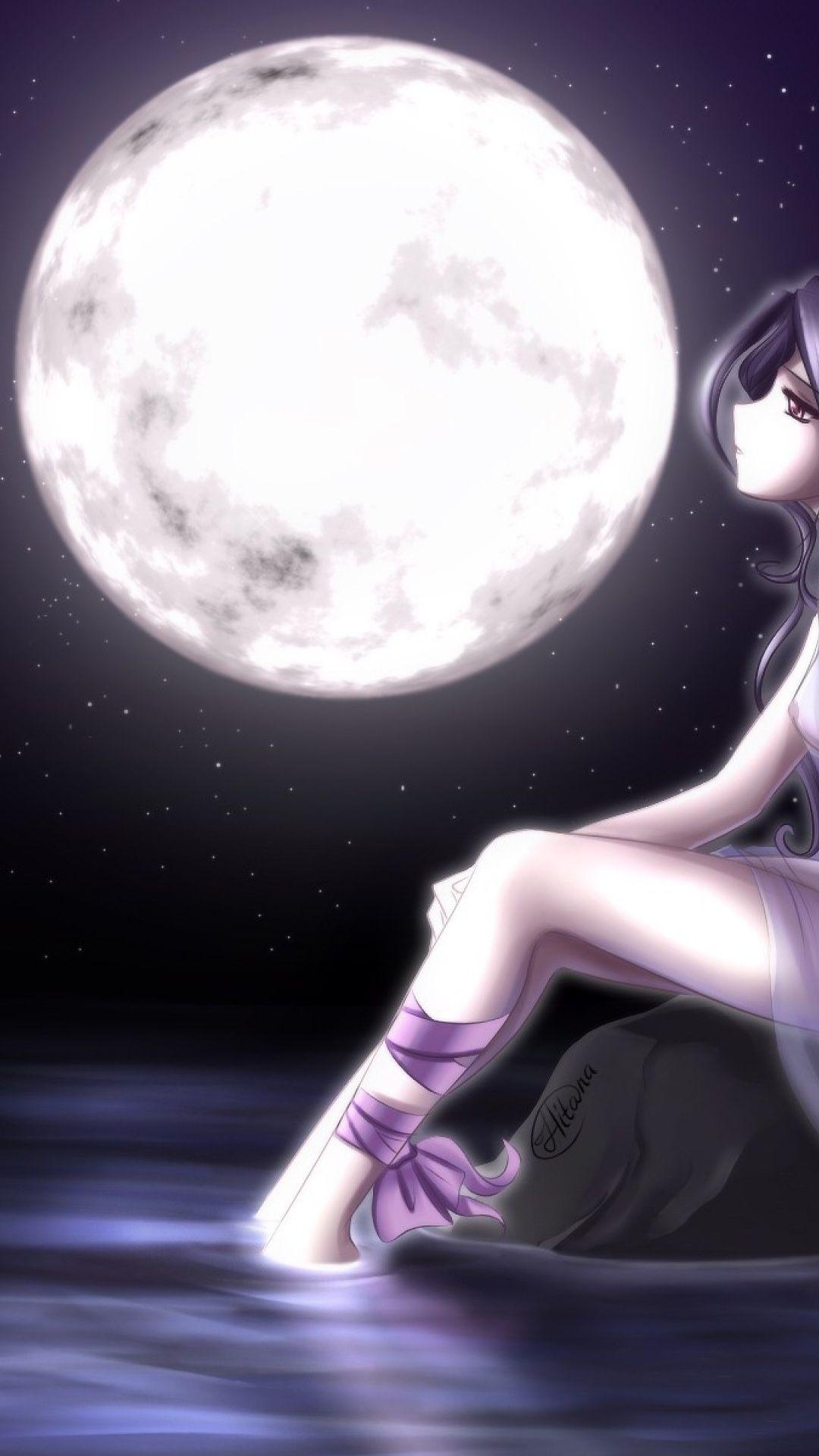 1080x1920 Lovely Purple Elf & Moon Galaxy s4 wallpaper