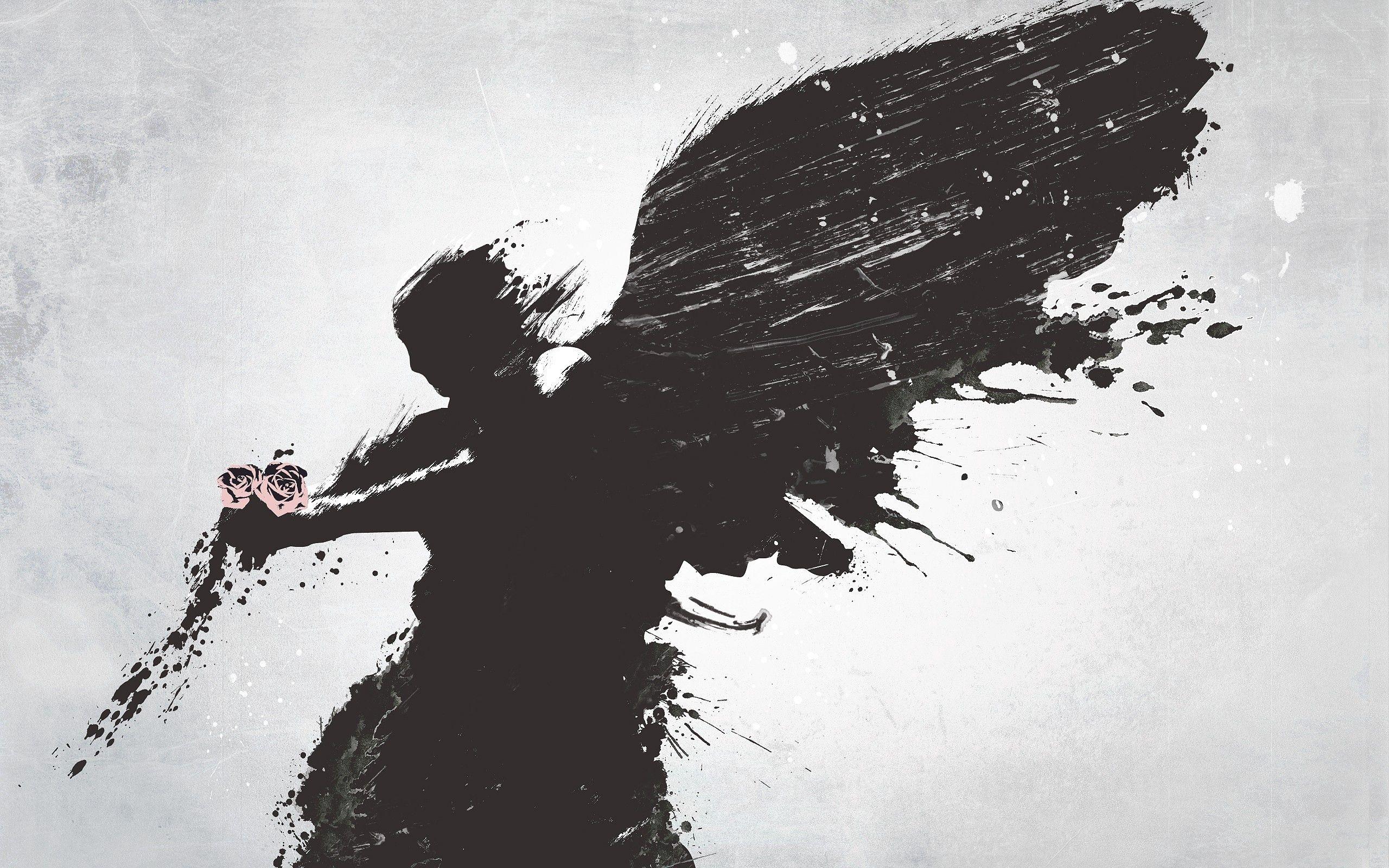 2560x1600 Download wallpaper 2560x1600 angel, wings, flower, vector HD