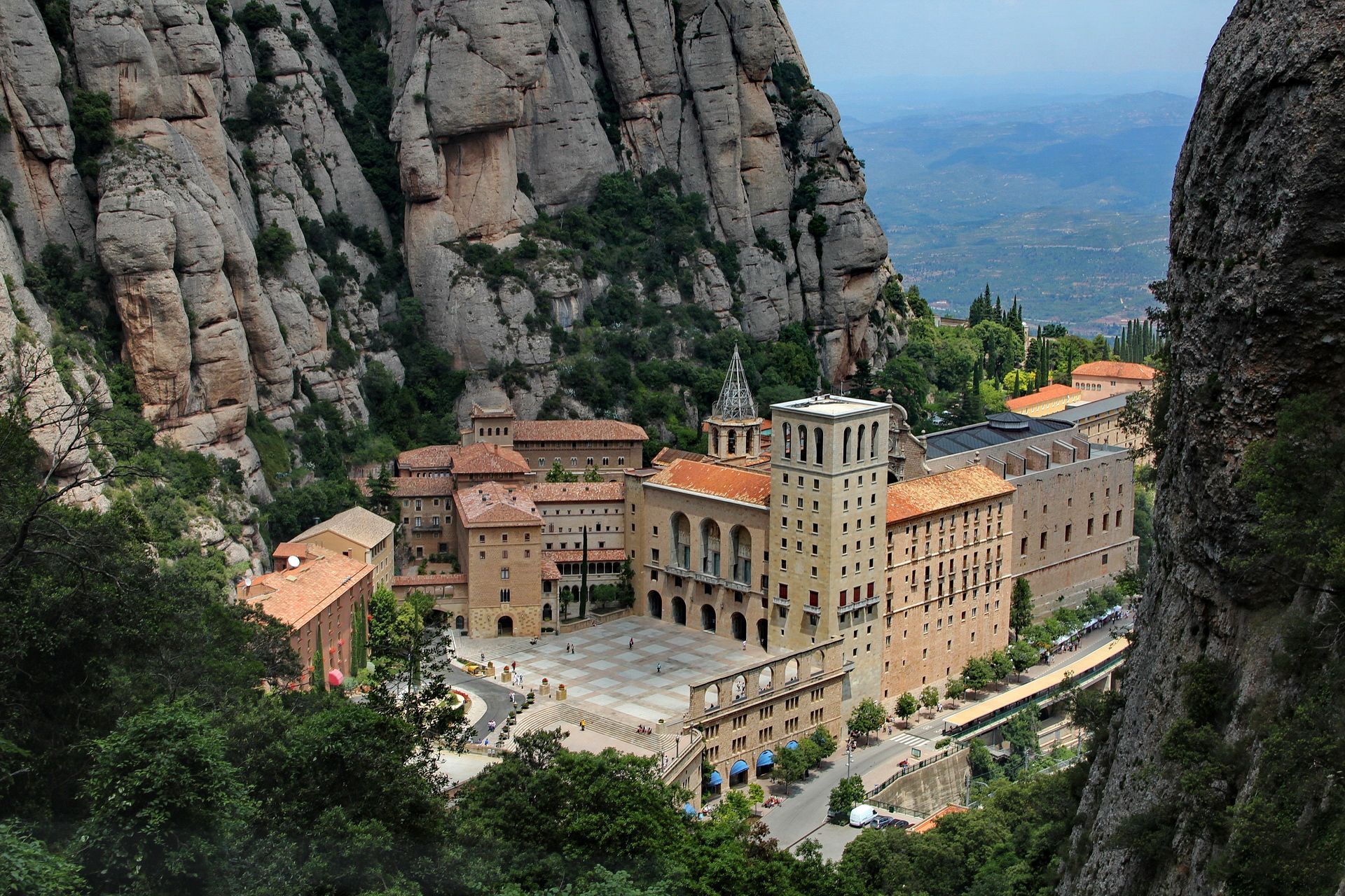 1920x1280 image Monastery Spain Montserrat Cliff