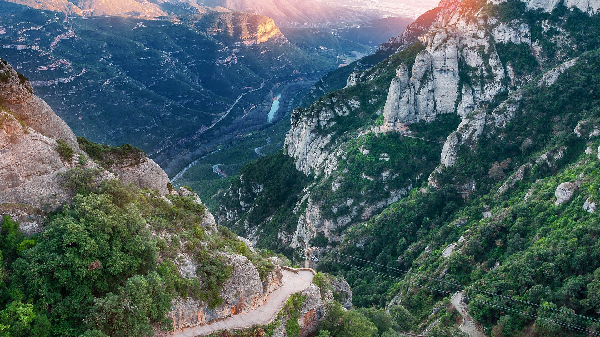 1920x1080 Evening view of Montserrat mountain