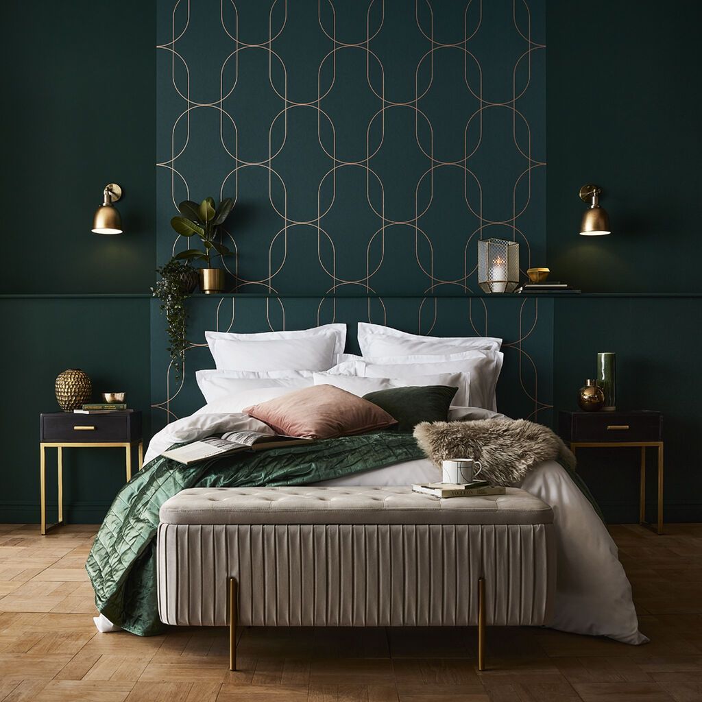 1024x1024 Palais Green & Copper Wallpaper