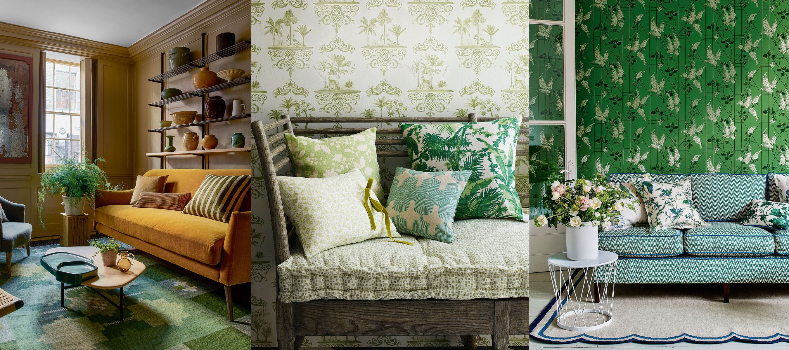 2700x1200 Green living room ideas: 15 gorgeous