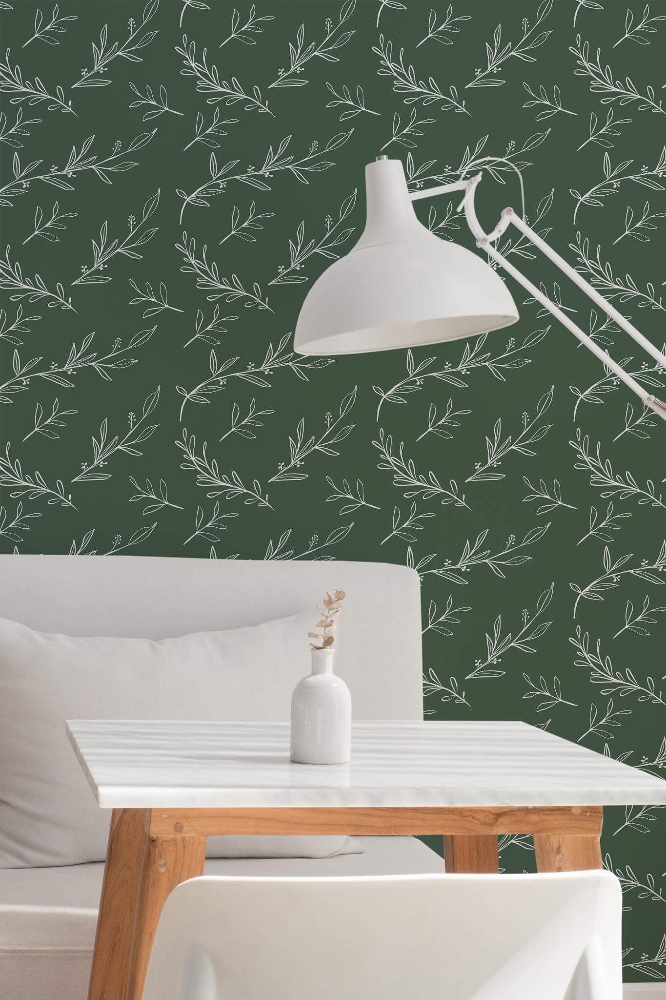 1365x2048 Green Boho Leaf Peel And Stick Wallpaper Sample′′x19′′, PVC Free