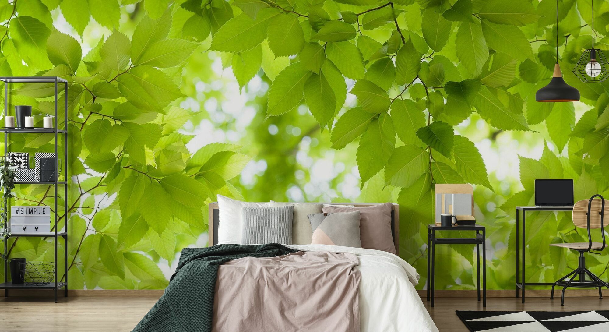 2000x1090 Green Leaves Background