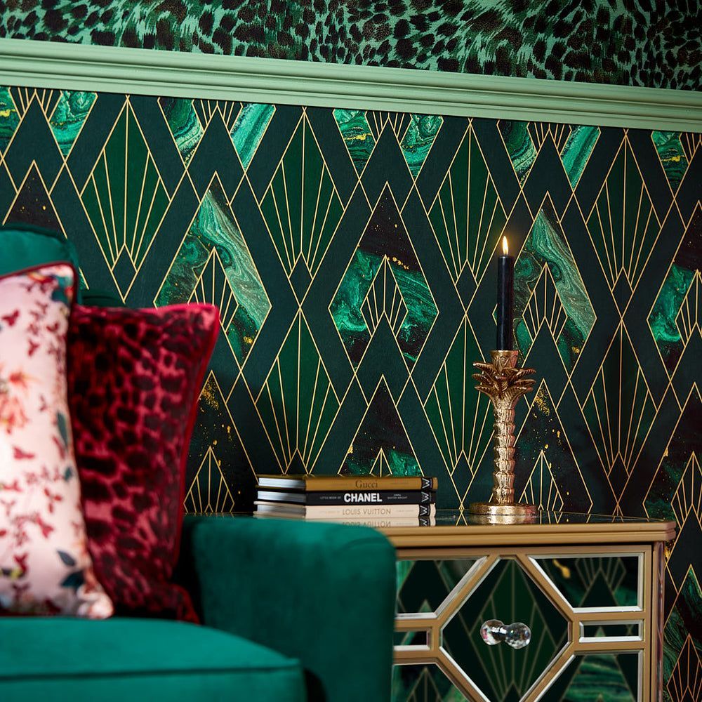 1000x1000 Leonardo Wallpaper in Green Marble