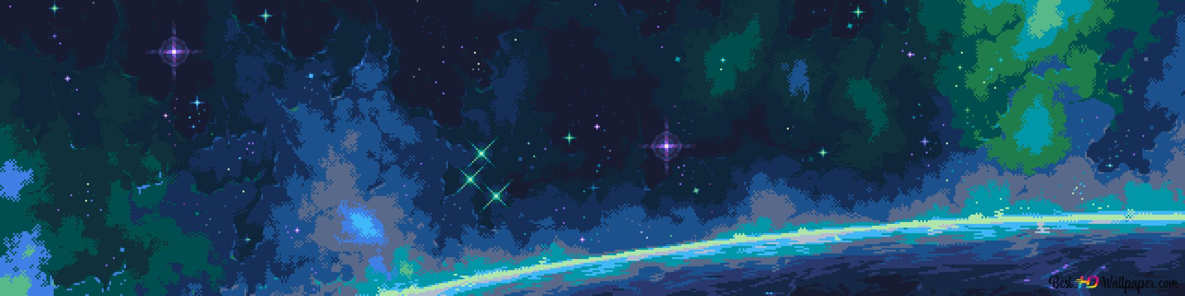 2400x600 Artistic pixel art work consisting