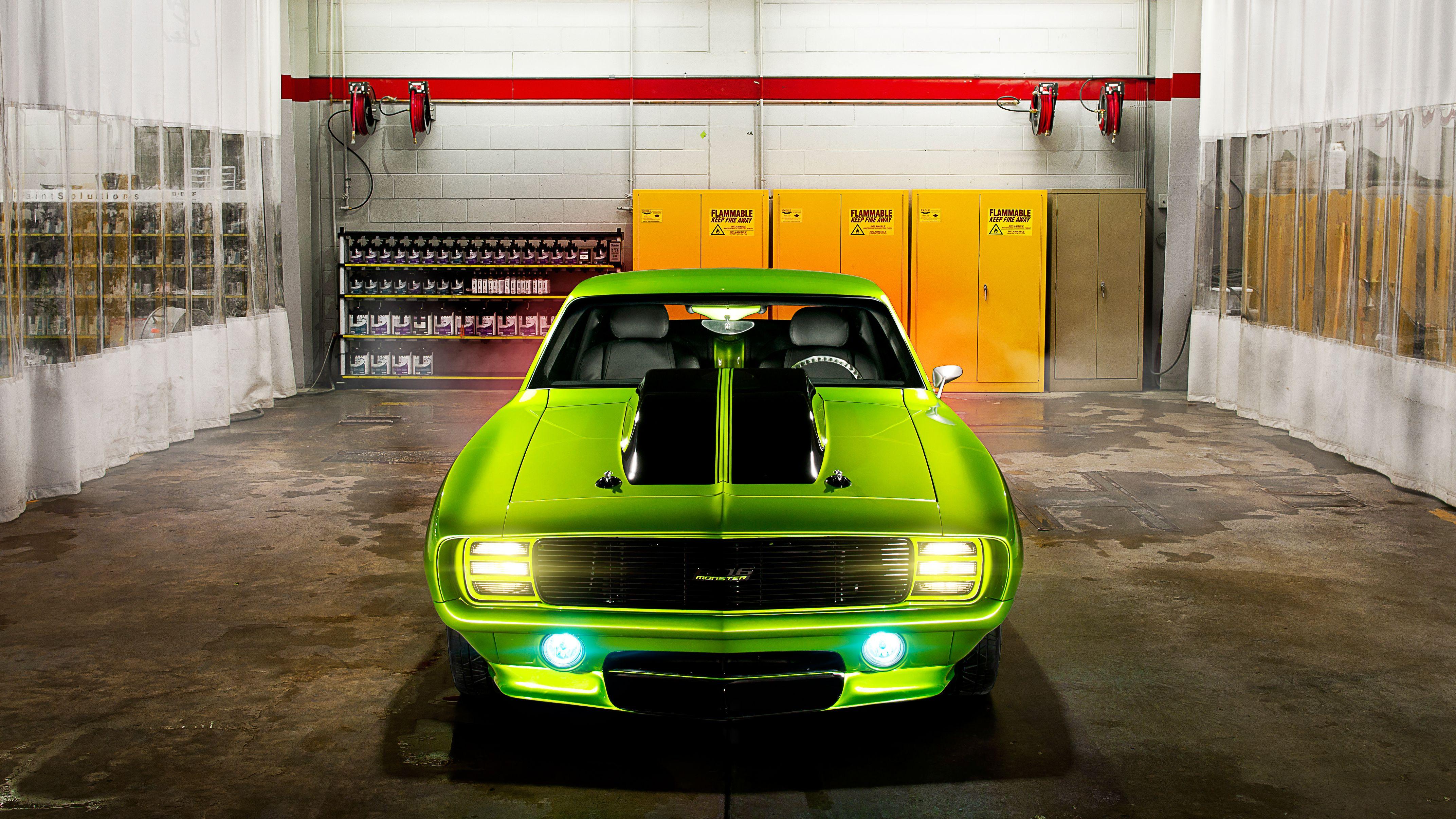 4288x2412 Wallpaper Chevrolet Camaro SS, Green Monster, 4K